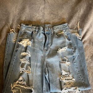 Distressed Blue Jeans